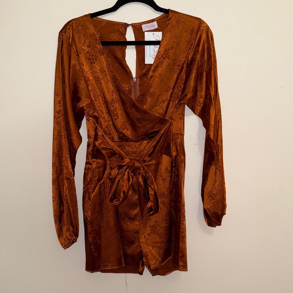 Pink Lily Rust Jumpsuit